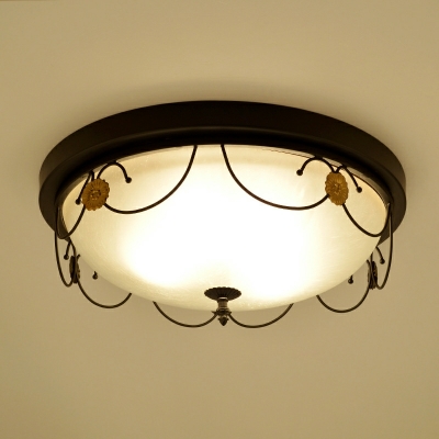 American Country Retro Glass Shade Ceiling Light Fixture for Bedroom