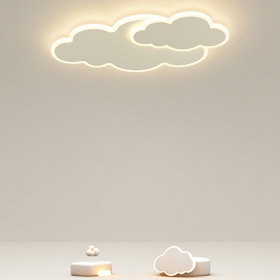 Nordic Creative Cloud Acrylic Flushmount Ceiling Light in White for Children's Room