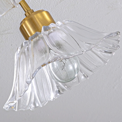 Post Modern Metal Copper Flower Shape Glass Ceiling Lamp for Bedroom and Living Room