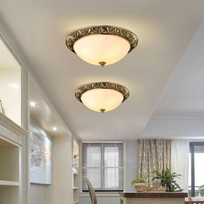1 Light Ceiling Lamp Traditional Style Dome Shape Metal Flush Mount Lighting