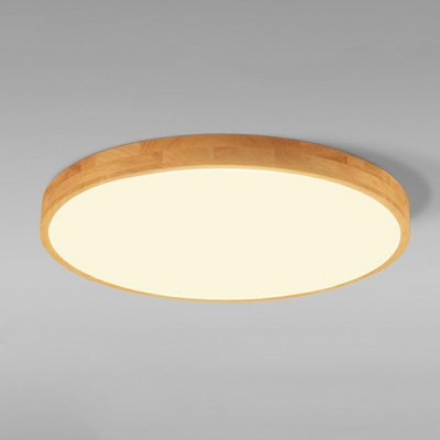1 Light Ceiling Lamps Minimalism Style Round Shape Wood Flush Mount Lights