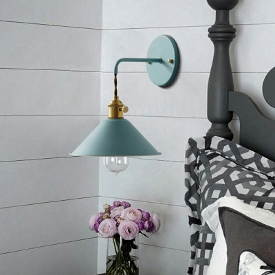 1 Light Industrial Style Cone Shape Metal Sconce Light Fixtures