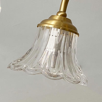 American Style Copper Cluster Ceiling Lamp Creative Petal Glass Ceiling Light Fixture for Living Room