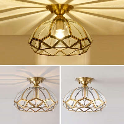 American Style Glass Semi Flush Mount Ceiling Light for Living Room