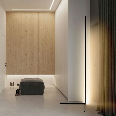 Modern Minimalist LED Standing Floor Lamp in Black for Bedroom and Living Room