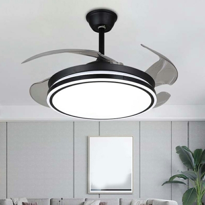 Modern Simple LED Ceiling MountedFan Light in Black for Living Room