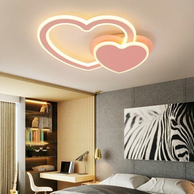 Nordic Romantic Heart Shape LED Flushmount Ceiling Light for Bedroom