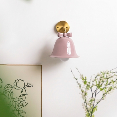 Nordic Simple Bell Wall Lamp Creative Macaron Bow Knot Wall Mount Fixture for Bedroom