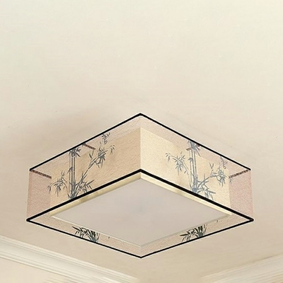 Traditional Fabric Flushmount Ceiling Light with Bamboo Pattern for Dining Room and Study Room