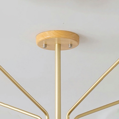 Wood Chandelier Light Fixture Minimal Dome for Living Room