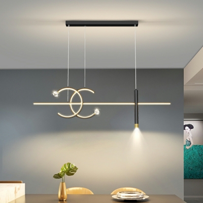 6 Light Modern Style Linear Shape Metal Ceiling Pendant Light