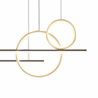 6 Light Pendant Chandelier Minimalism Style Linear Shape Metal Hanging Ceiling Light