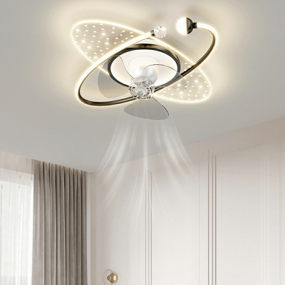 Acrylic Flush Fan Light Fixtures Contemporary Style Led Flush Mount for Living Room