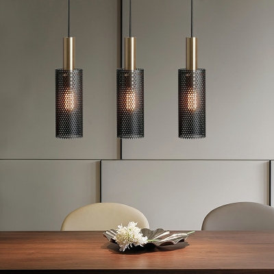 Metal Cylindrical Pendant Lighting Fixtures Simple for Dinning Room