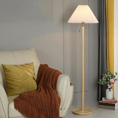 Modern Minimalist Log Fabric Lampshade Floor Lamp for Bedroom