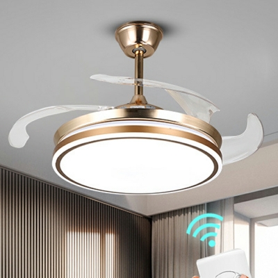 Modern Simple LED Ceiling MountedFan Light with Acrylic Shade for Bedroom