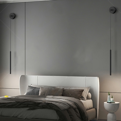 Thin Linear Modern Indoor Wall Mount Light Fixture in Black for Bedroom