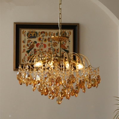 6 Lights French Romantic Crystal Chandelier for Dining Room and Bedroom