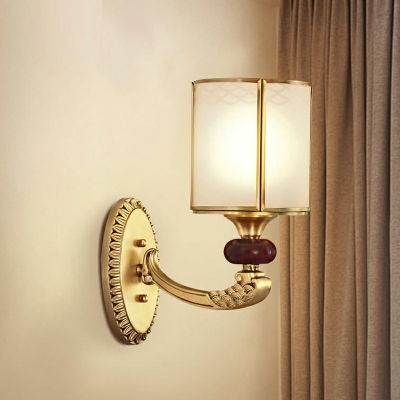 Chinese Style Creative Mahogany Glass Wall Mount Fixture for Bedroom and Bathroom