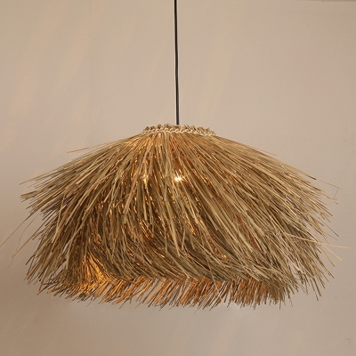 Contemporary Style Ceiling Pendant Light Straw for Bedroom