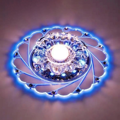 Creative Crystal Recessed Flushmount Ceiling Light with Hole 2-4'' Dia for Corridors and Balconies