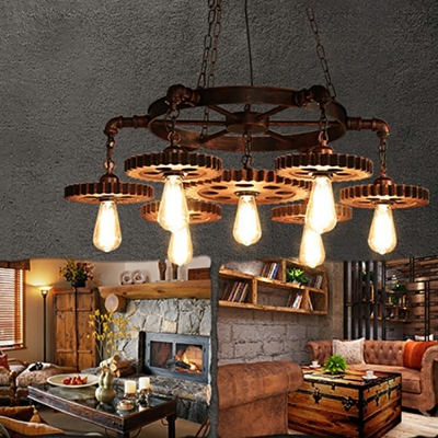 Industrial Chandelier Lighting Fixtures Black Vintage for Living Room