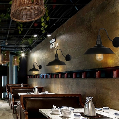 Industrial Style Creative Wrought Iron Wall Lamp with Pot Lid Shape for Restaurant