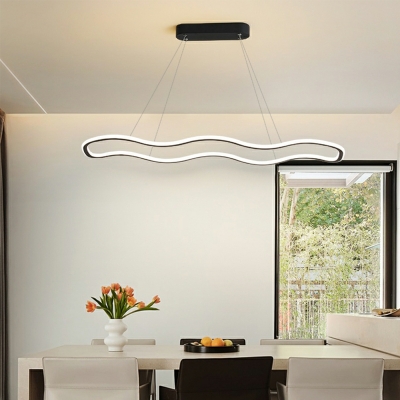 LED Minimalist Wavy Line Island Light in Black for Living Room and Bedroom