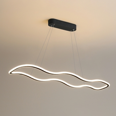 LED Minimalist Wavy Line Island Light in Black for Living Room and Bedroom