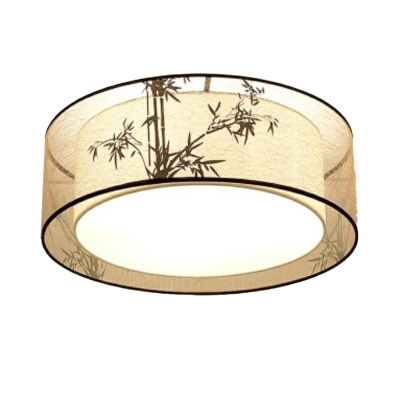 Traditional Fabric Flushmount Ceiling Light with Bamboo Pattern for Dining Room and Study Room