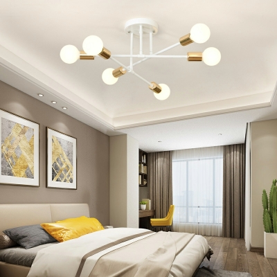 6 Lights American Personality Wrought Iron Ceiling Lamp for Bedroom and Living Room