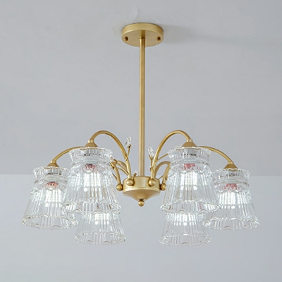 American Style Light Luxury Crystal Chandelier with Glass Shade for Bedroom and Living Room