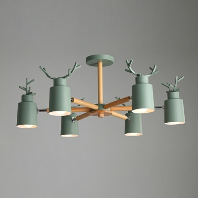 Creative Wooden Macarons Antler Chandelier for Dining Room and Living Room