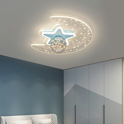 Modern LED Creative Starry Glass Flushmount Ceiling Light for Bedroom