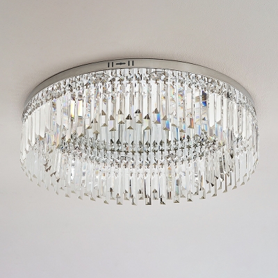 Modern Round Crystal LED Flushmount Ceiling Light for Bedroom and Living Room