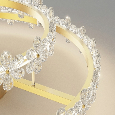 Nordic Creative Double Layer Crystal Flower Flushmount Ceiling Light for Bedroom