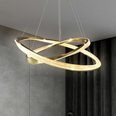 Nordic Minimalist Aluminum LED Ring Chandelier for Dining Room and Living Room