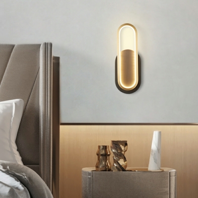 1 Light Minimalist Style Oval Shape Metal Wall Mounted Light Fixture