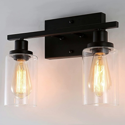 2 Light Industrial Style Cylinder Shape Metal Wall Sconce Lighting