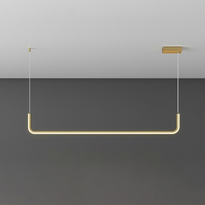 2 Lights Minimalism Style Linear Shape Metal Ceiling Pendant Light