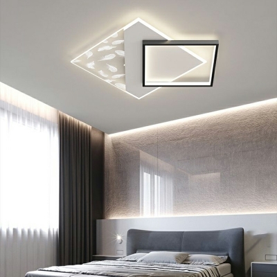 2 Lights Minimalist Style Square Shape Metal Flushmount Lighting