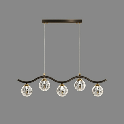 7 Light Pendant Chandelier Minimalism Style Ball Shape Metal Hanging Ceiling Light