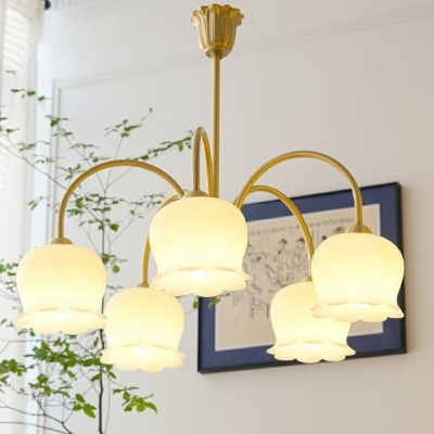 8 Light Pendant Chandelier Minimalism Style Curved Shape Metal Hanging Ceiling Light