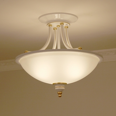 American Retro Glass Semi-Flushmount Light for Bedroom and Hallway