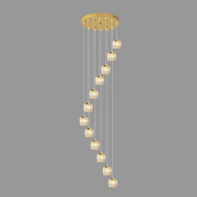 Modern Minimalist Crystal Long Hanging Lamp for Duplex Buildings and Living Rooms