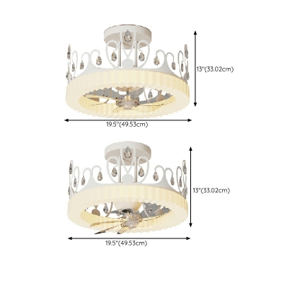 Nordic Minimalist LED Stepless Dimming Ceiling Mounted Fan Light for Bedroom and Children's Room