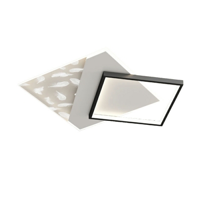 2 Lights Minimalist Style Square Shape Metal Flushmount Lighting