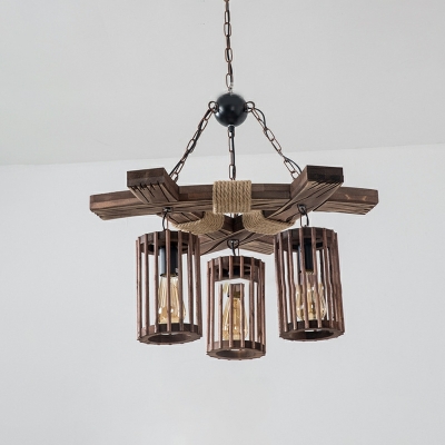 6 Lights Industrial Style Cage Shape Metal Ceiling Pendant Light