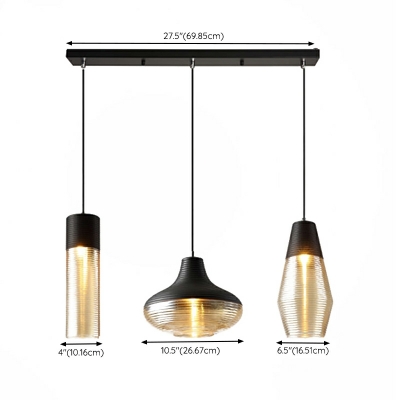 Minimalism Black Pendant Light Fixtures Glass and Metal for Dinning Room