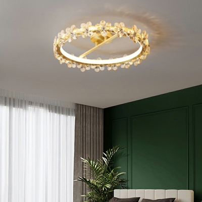 Nordic Creative Crystal Petal LED Ceiling Light Fixture for Bedroom